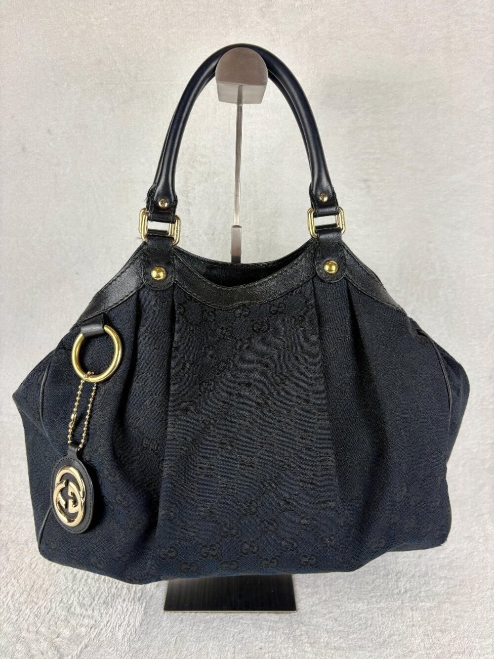 Gucci Monogram Sukey Tote Bag in Black with GG Charm
